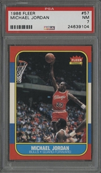 1986/87 Fleer #57 Michael Jordan Rookie Card - PSA NM 7